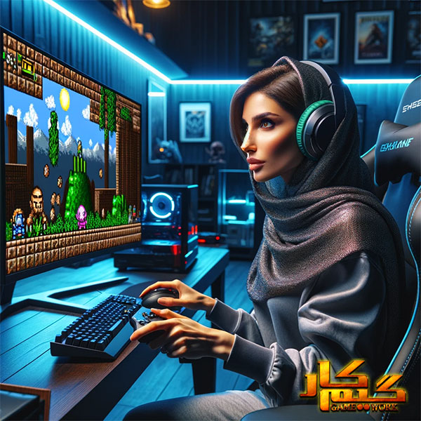 زن ایرانی در حال کسب درآمد از Pixels